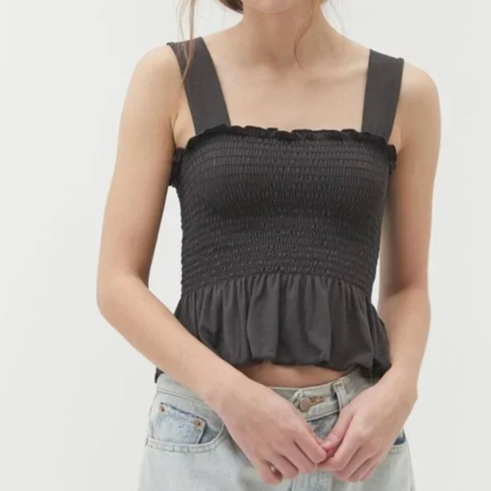 Urban Outfitters UO Demi Smocked Peplum Tank Top